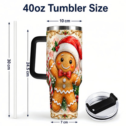 #pl[40oz|Black] Festive Gingerbread 40oz Tumbler, Christmas Stainless Steel Travel Cup