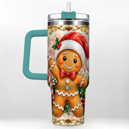 #pl[40oz|Green] Festive Gingerbread 40oz Tumbler, Christmas Stainless Steel Travel Cup
