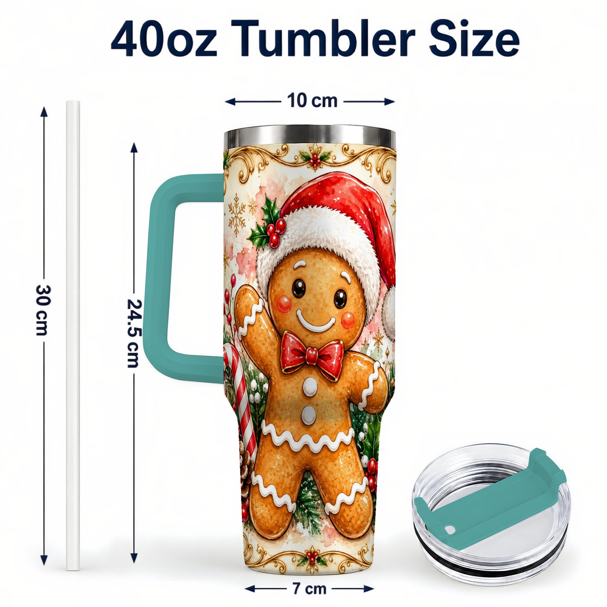 #pl[40oz|Green] Festive Gingerbread 40oz Tumbler, Christmas Stainless Steel Travel Cup