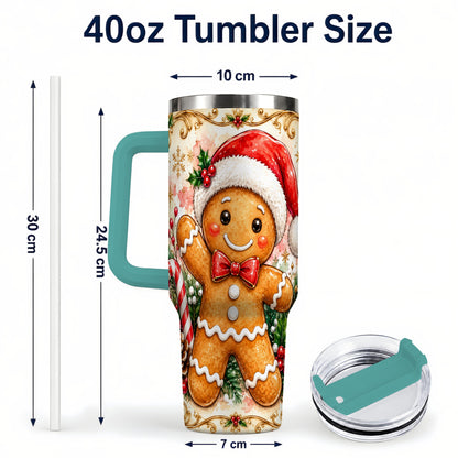 #pl[40oz|Green] Festive Gingerbread 40oz Tumbler, Christmas Stainless Steel Travel Cup