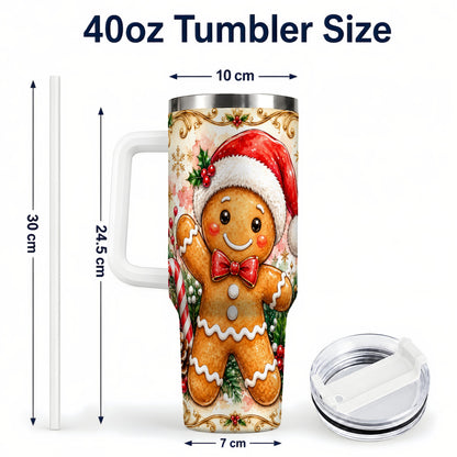 #pl[40oz|White] Festive Gingerbread 40oz Tumbler, Christmas Stainless Steel Travel Cup