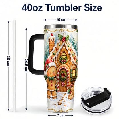 #pl[40oz|Black] Cookie House 40oz Tumbler, Christmas Tumbler, Stainless Steel Travel Cup