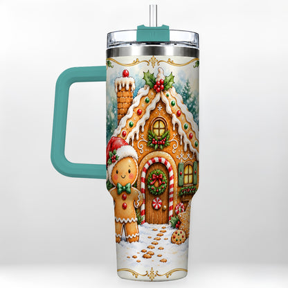 #pl[40oz|Green] Cookie House 40oz Tumbler, Christmas Tumbler, Stainless Steel Travel Cup