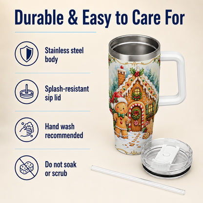 Cookie House 40oz Tumbler, Christmas Tumbler, Stainless Steel Travel Cup