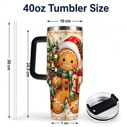 #pl[40oz|Black] Tree 40oz Tumbler, Gingerbread Tumbler, Stainless Steel Travel Cup