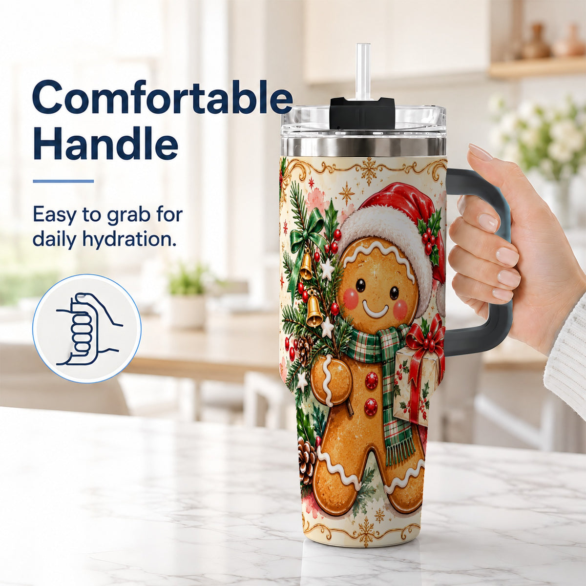 #pl[40oz|Black] Tree 40oz Tumbler, Gingerbread Tumbler, Stainless Steel Travel Cup