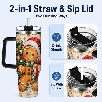 #pl[40oz|Black] Tree 40oz Tumbler, Gingerbread Tumbler, Stainless Steel Travel Cup