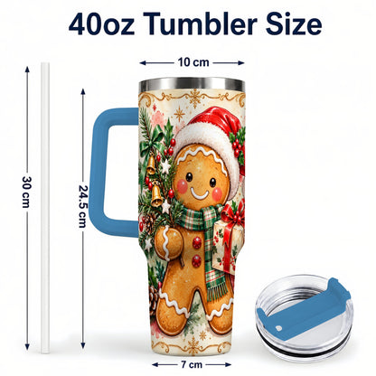 #pl[40oz|Blue] Tree 40oz Tumbler, Gingerbread Tumbler, Stainless Steel Travel Cup