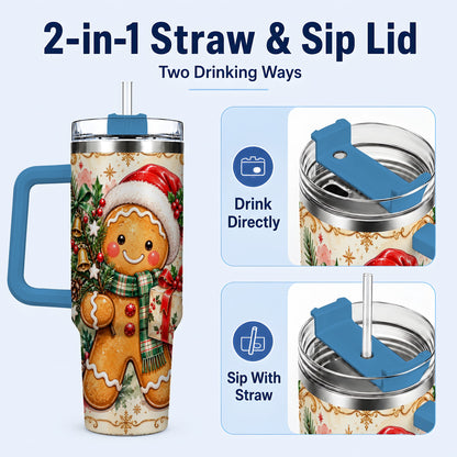 #pl[40oz|Blue] Tree 40oz Tumbler, Gingerbread Tumbler, Stainless Steel Travel Cup