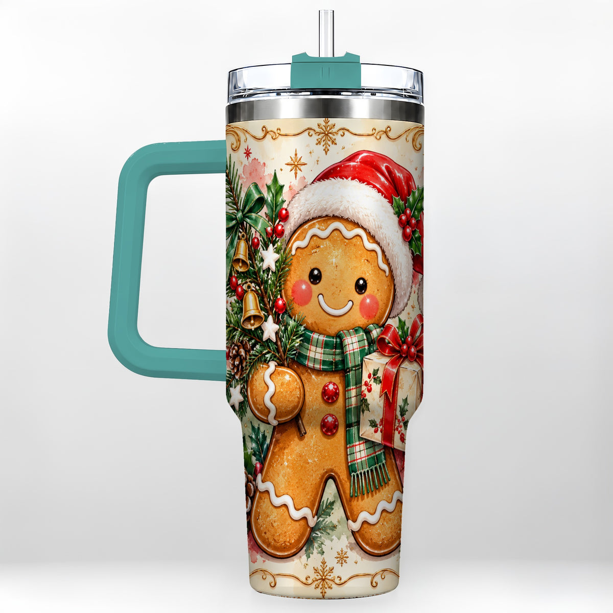 #pl[40oz|Green] Tree 40oz Tumbler, Gingerbread Tumbler, Stainless Steel Travel Cup