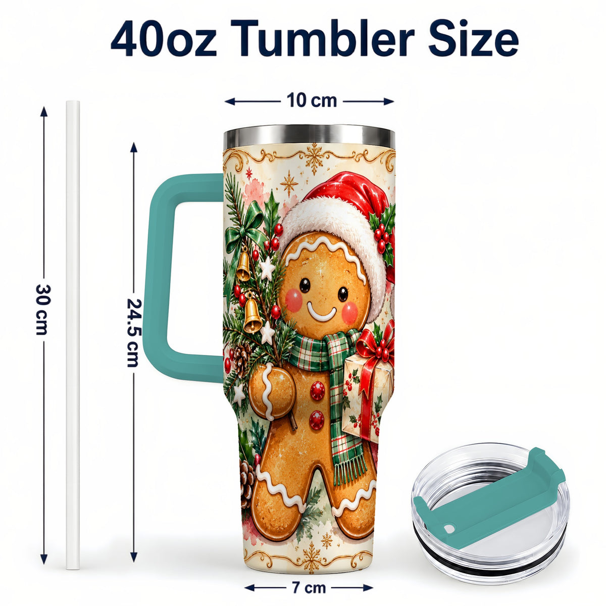 #pl[40oz|Green] Tree 40oz Tumbler, Gingerbread Tumbler, Stainless Steel Travel Cup