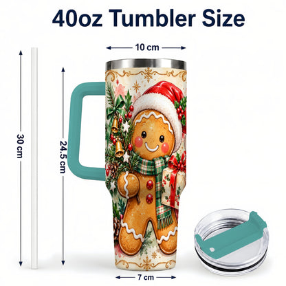 #pl[40oz|Green] Tree 40oz Tumbler, Gingerbread Tumbler, Stainless Steel Travel Cup