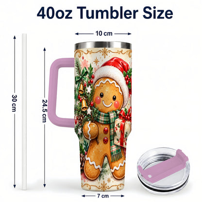 #pl[40oz|Pink] Tree 40oz Tumbler, Gingerbread Tumbler, Stainless Steel Travel Cup