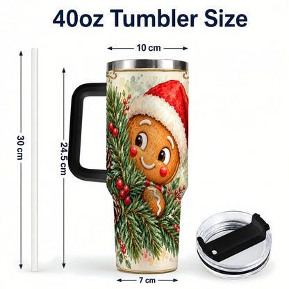 #pl[40oz|Black] Gingerbread Tumbler 40oz, Holiday Tumbler, Stainless Steel Travel Cup