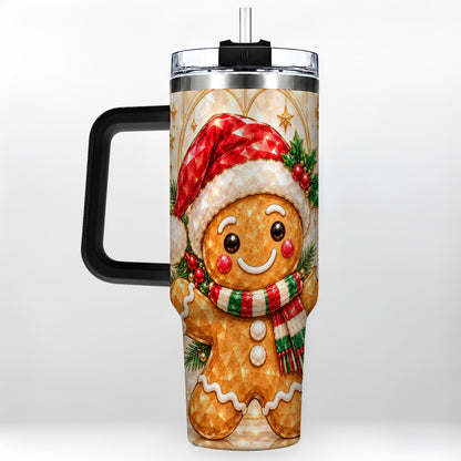 #pl[40oz|Black] Gem Gingerbread Tumbler 40oz, Holiday Tumbler, Stainless Steel Travel Cup