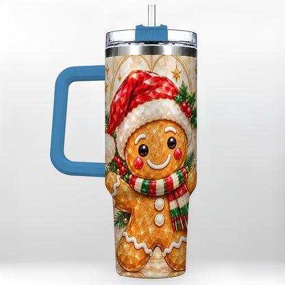 #pl[40oz|Blue] Gem Gingerbread Tumbler 40oz, Holiday Tumbler, Stainless Steel Travel Cup