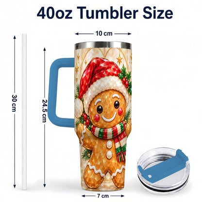 #pl[40oz|Blue] Gem Gingerbread Tumbler 40oz, Holiday Tumbler, Stainless Steel Travel Cup