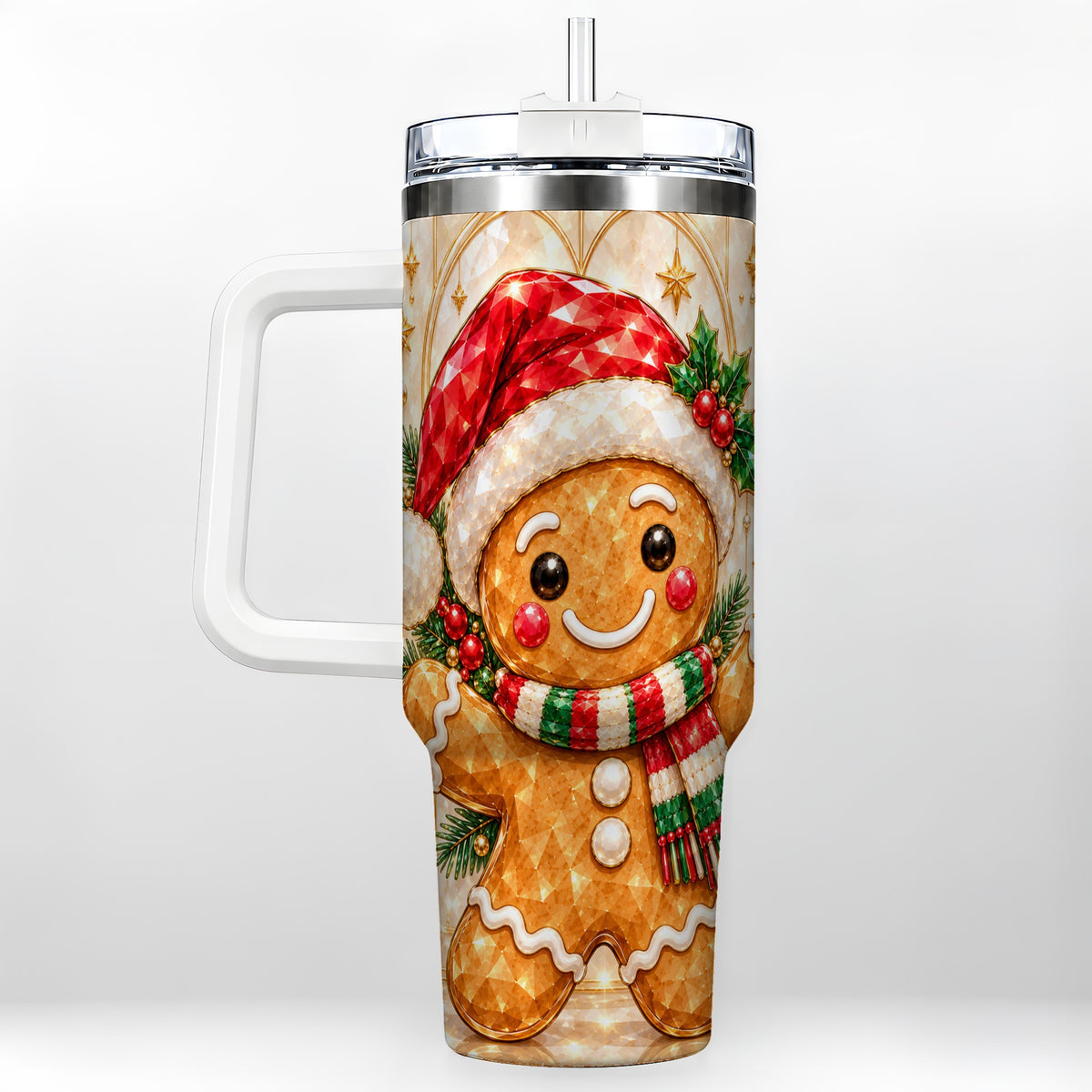 Gem Gingerbread Tumbler 40oz, Holiday Tumbler, Stainless Steel Travel Cup