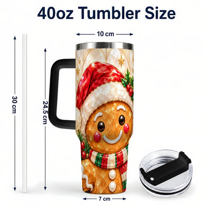 #pl[40oz|Black] Scarf Gingerbread Tumbler 40oz, Holiday Tumbler, Stainless Steel Travel Cup
