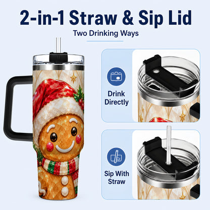 #pl[40oz|Black] Scarf Gingerbread Tumbler 40oz, Holiday Tumbler, Stainless Steel Travel Cup