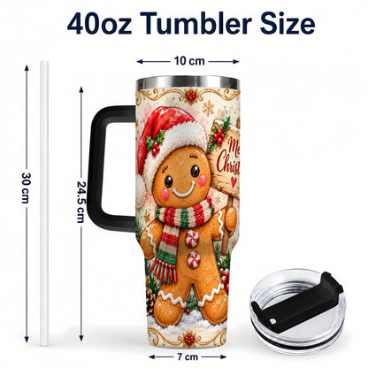 #pl[40oz|Black] Christmas Cookie Tumbler 40oz, Holiday Tumbler, Stainless Steel Travel Cup