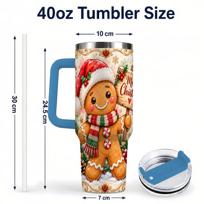 #pl[40oz|Blue] Christmas Cookie Tumbler 40oz, Holiday Tumbler, Stainless Steel Travel Cup
