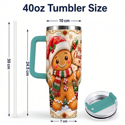 #pl[40oz|Green] Christmas Cookie Tumbler 40oz, Holiday Tumbler, Stainless Steel Travel Cup