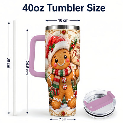 #pl[40oz|Pink] Christmas Cookie Tumbler 40oz, Holiday Tumbler, Stainless Steel Travel Cup