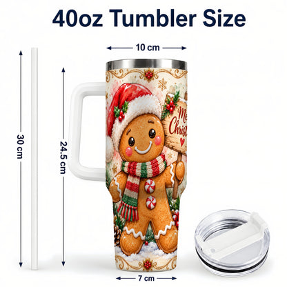 #pl[40oz|White] Christmas Cookie Tumbler 40oz, Holiday Tumbler, Stainless Steel Travel Cup
