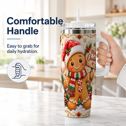 #pl[40oz|White] Christmas Cookie Tumbler 40oz, Holiday Tumbler, Stainless Steel Travel Cup