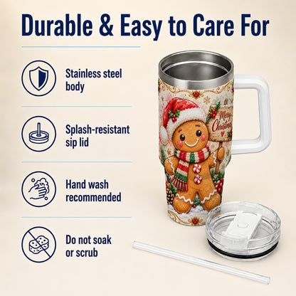 Christmas Cookie Tumbler 40oz, Holiday Tumbler, Stainless Steel Travel Cup