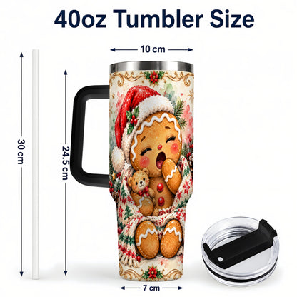 #pl[40oz|Black] Cozy Gingerbread 40oz Tumbler with Handle, Winter Holiday Travel Cup