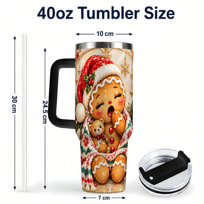 #pl[40oz|Black] Cozy Gingerbread 40oz Tumbler with Handle, Christmas Travel Cup