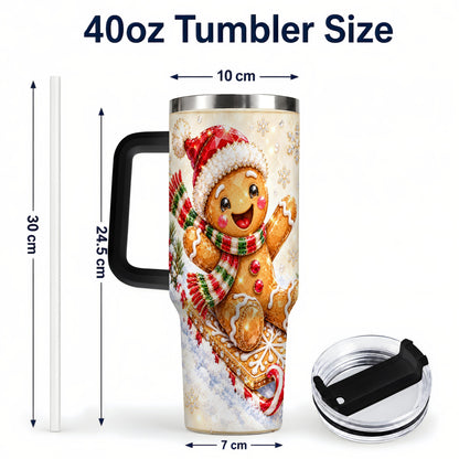 #pl[40oz|Black] Jeweled Gingerbread 40oz Tumbler, Christmas Stainless Steel Travel Cup