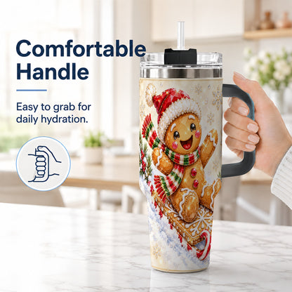 #pl[40oz|Black] Jeweled Gingerbread 40oz Tumbler, Christmas Stainless Steel Travel Cup