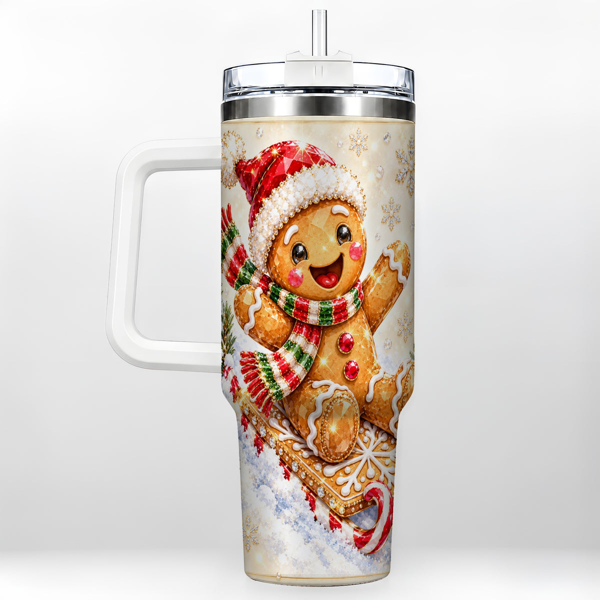 Jeweled Gingerbread 40oz Tumbler, Christmas Stainless Steel Travel Cup