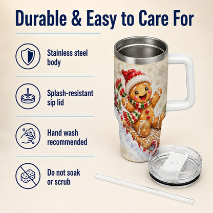 Jeweled Gingerbread 40oz Tumbler, Christmas Stainless Steel Travel Cup