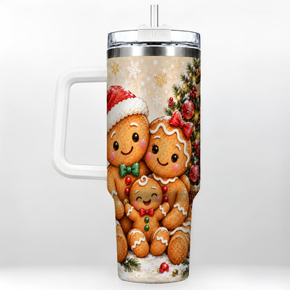 Gingerbread Family 40oz Tumbler, Christmas Stainless Steel Travel Cup