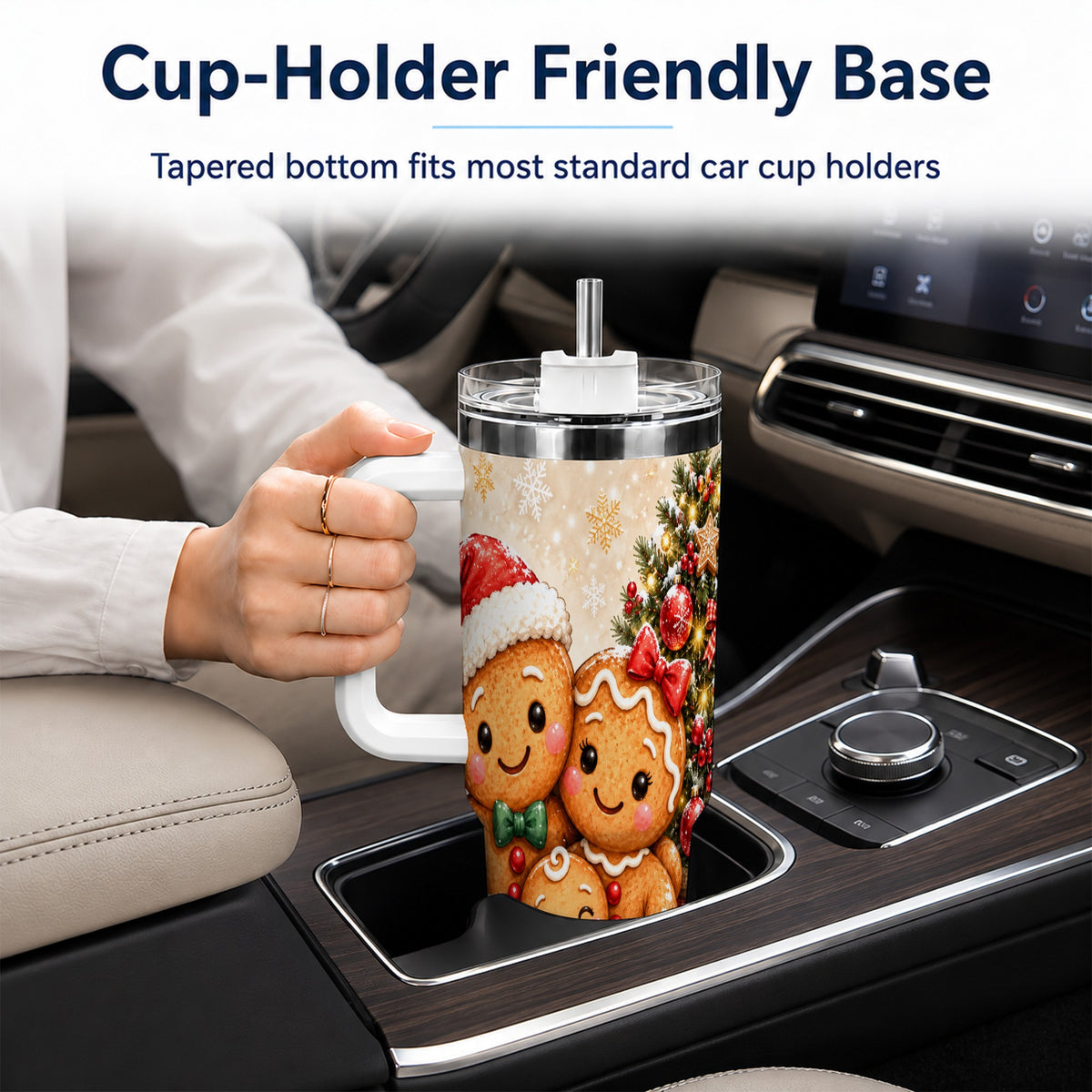 Gingerbread Family 40oz Tumbler, Christmas Stainless Steel Travel Cup