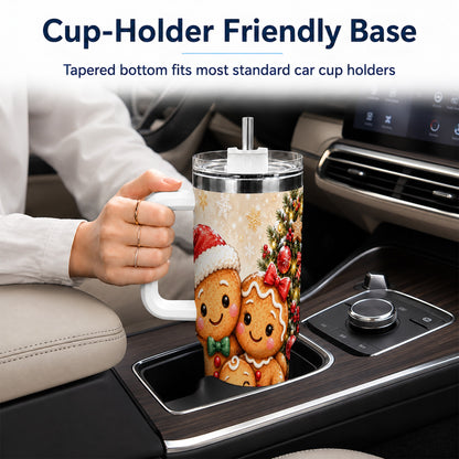 Gingerbread Family 40oz Tumbler, Christmas Stainless Steel Travel Cup
