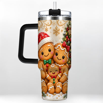 #pl[40oz|Black] Ornate Gingerbread Family 40oz Tumbler, Stainless Steel Travel Cup
