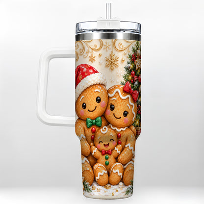 Ornate Gingerbread Family 40oz Tumbler, Stainless Steel Travel Cup
