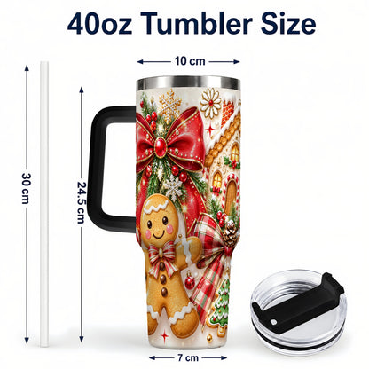 #pl[40oz|Black] Gingerbread House 40oz Tumbler, Holiday Cookie Stainless Steel Travel Cup