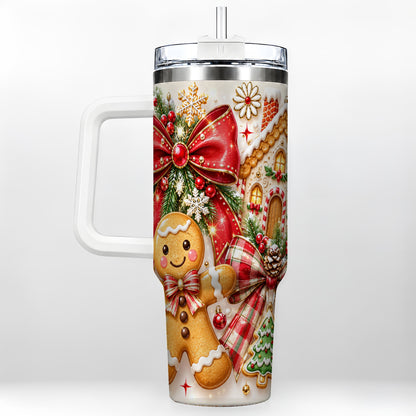 Gingerbread House 40oz Tumbler, Holiday Cookie Stainless Steel Travel Cup