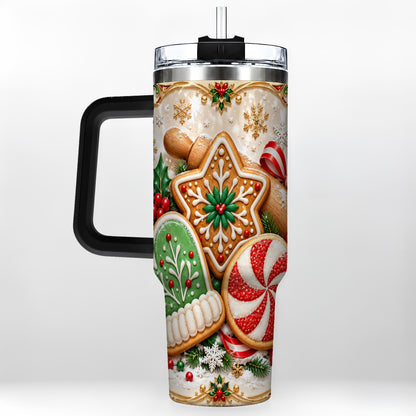 #pl[40oz|Black] Christmas Cookie 40oz Tumbler, Gingerbread Treat Stainless Steel Travel Cup