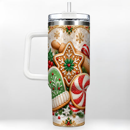 Christmas Cookie 40oz Tumbler, Gingerbread Treat Stainless Steel Travel Cup
