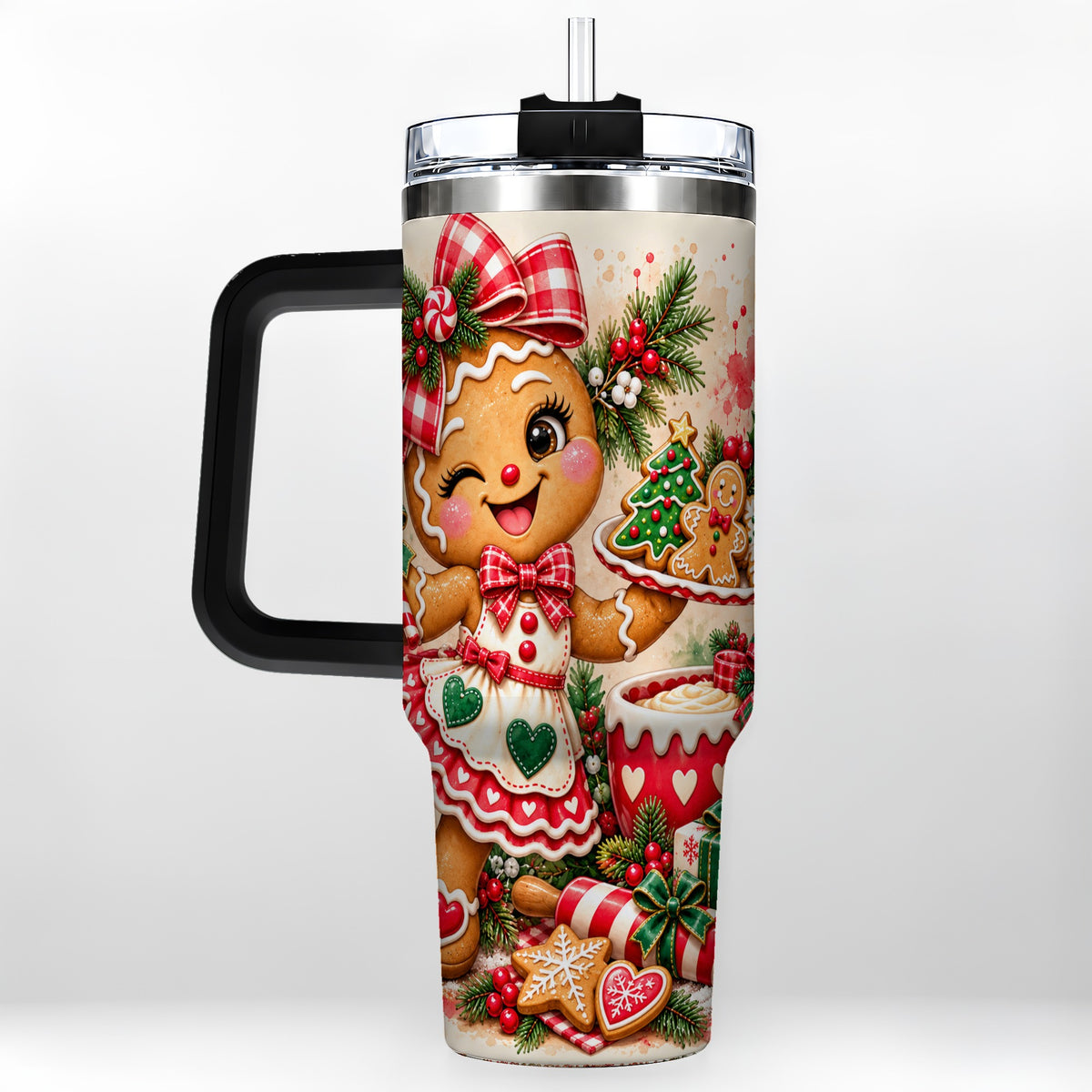 #pl[40oz|Black] Baker Tumbler 40oz, Christmas Tumbler, Stainless Steel Travel Cup