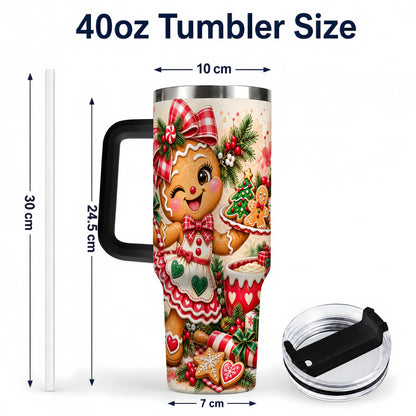 #pl[40oz|Black] Baker Tumbler 40oz, Christmas Tumbler, Stainless Steel Travel Cup