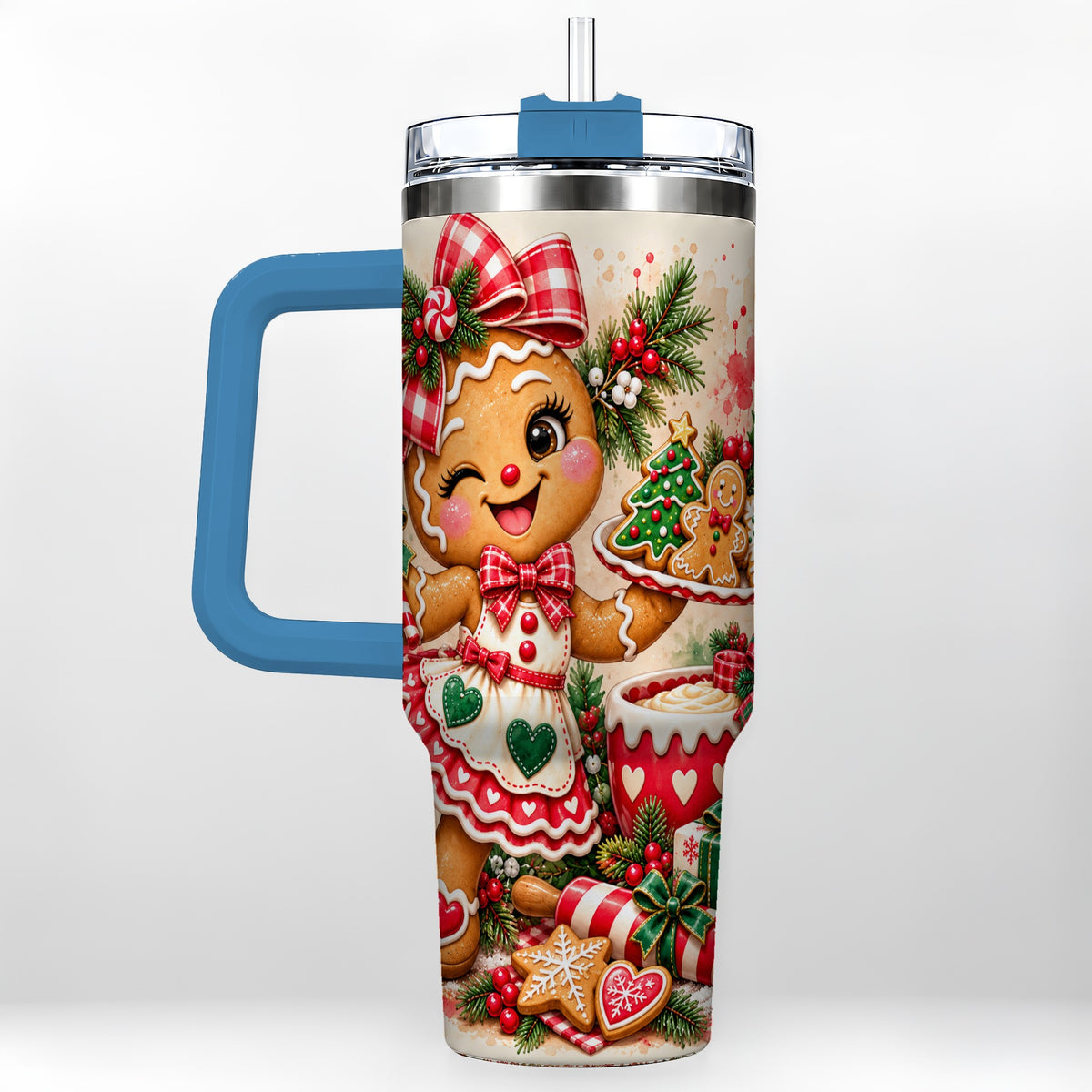 #pl[40oz|Blue] Baker Tumbler 40oz, Christmas Tumbler, Stainless Steel Travel Cup