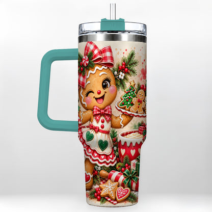 #pl[40oz|Green] Baker Tumbler 40oz, Christmas Tumbler, Stainless Steel Travel Cup